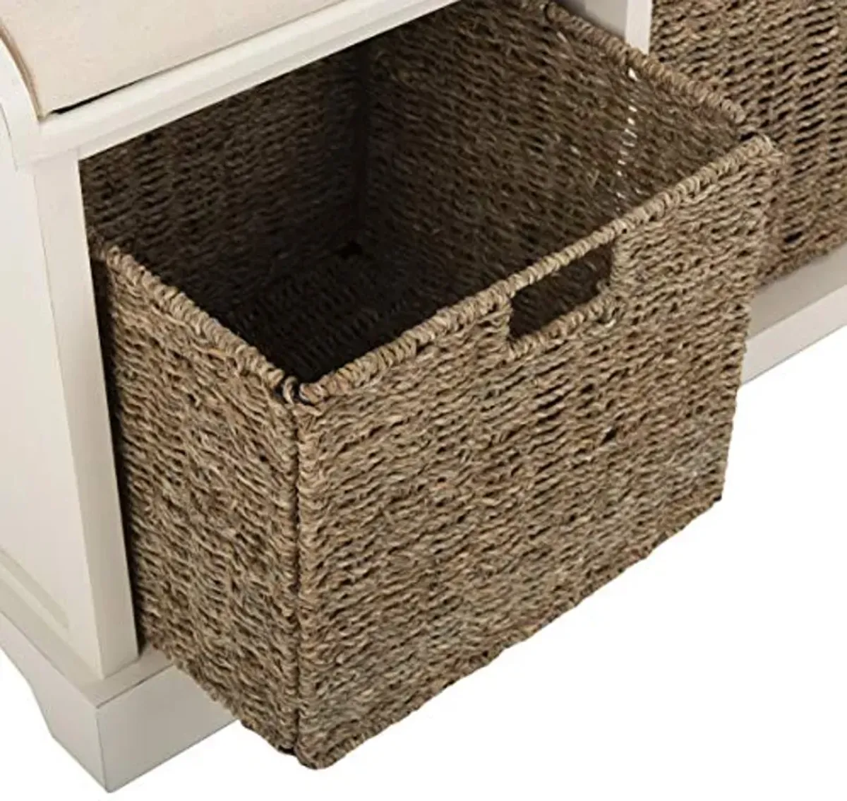 SAFAVIEH American Homes Collection Lonan Grey and White Wicker Storage Bench