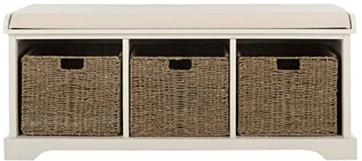 Safavieh American Homes Collection Lonan Grey and White Wicker Storage Bench