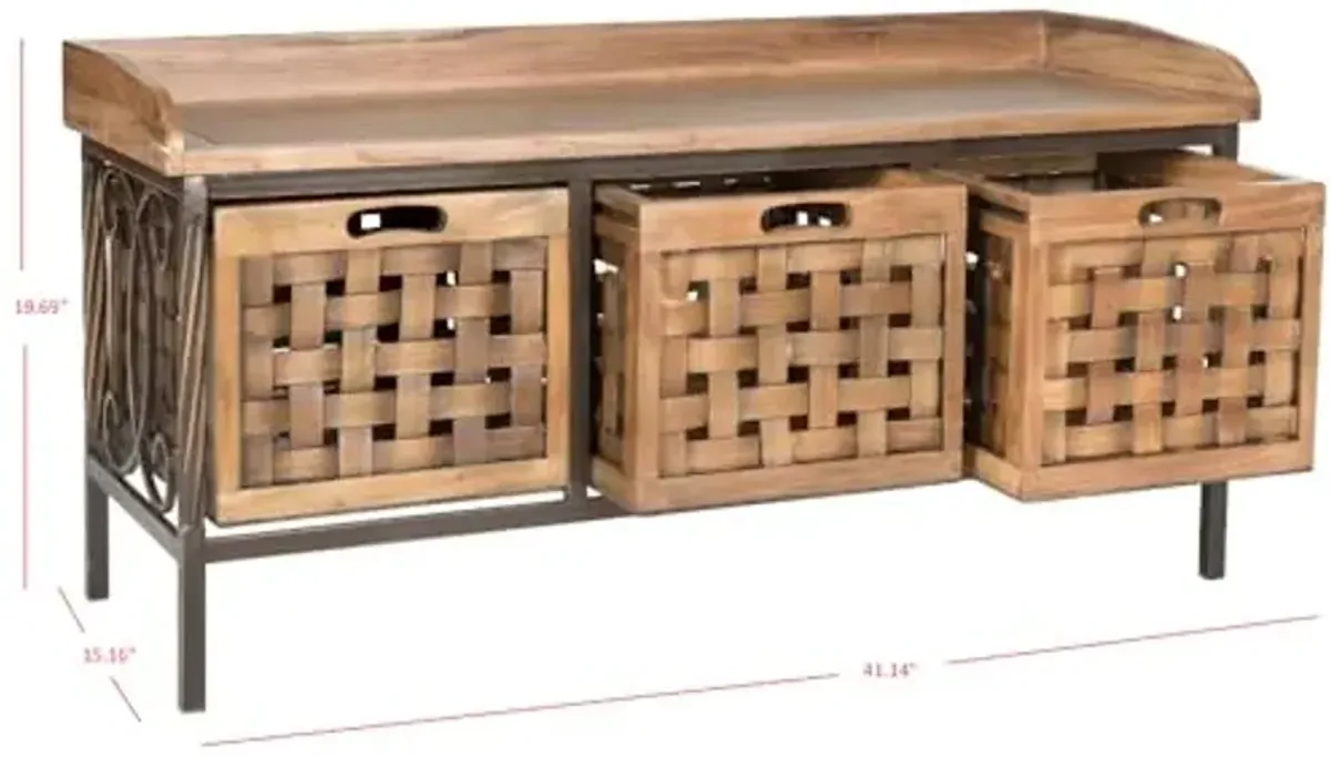 SAFAVIEH American Homes Collection Isaac Filbert Brown Wooden Storage Bench