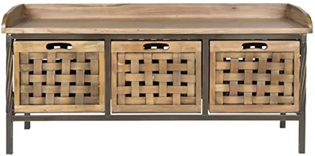 SAFAVIEH American Homes Collection Isaac Filbert Brown Wooden Storage Bench