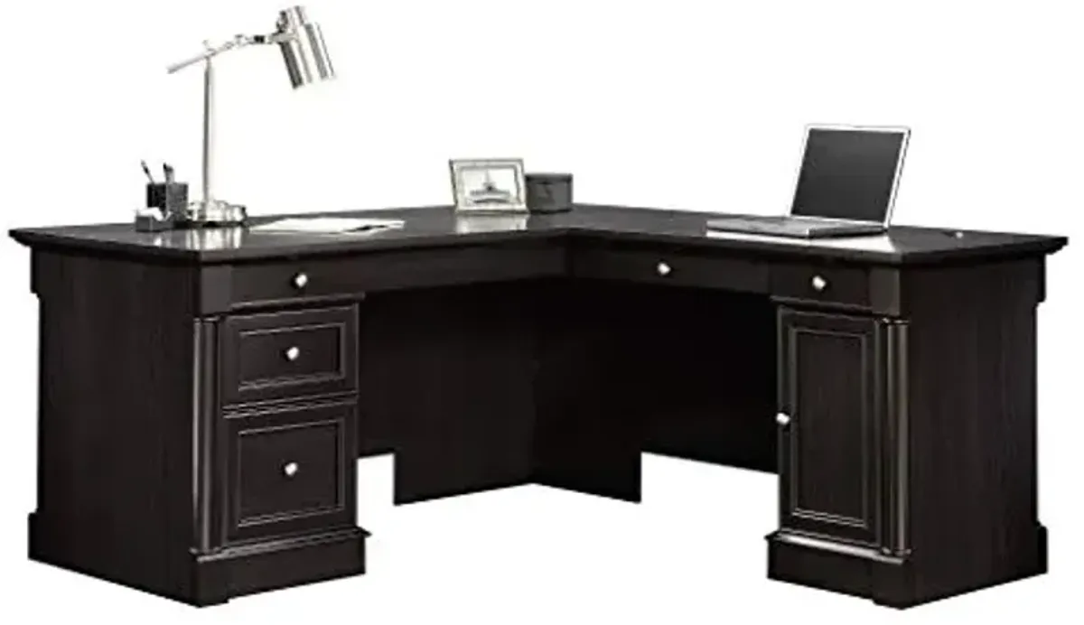 Sauder Palladia L-Desk, L: 68.74" x W: 65.12" x H: 29.61", Wind Oak