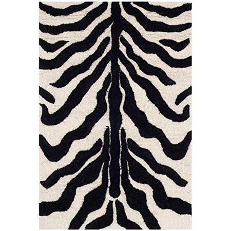SAFAVIEH Cambridge Collection 2' x 3' Ivory / Black CAM709Q Handmade Animal Print Premium Wool Accent Rug
