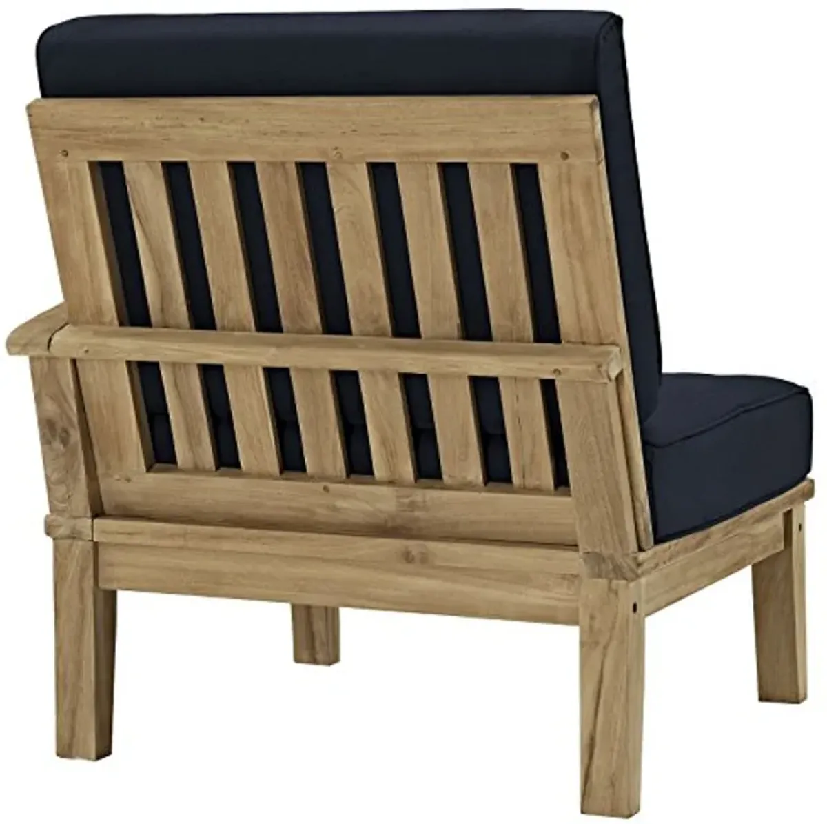 Modway Marina Premium Grade A Teak Wood Outdoor Patio Right-Facing Sofa in Natural Navy