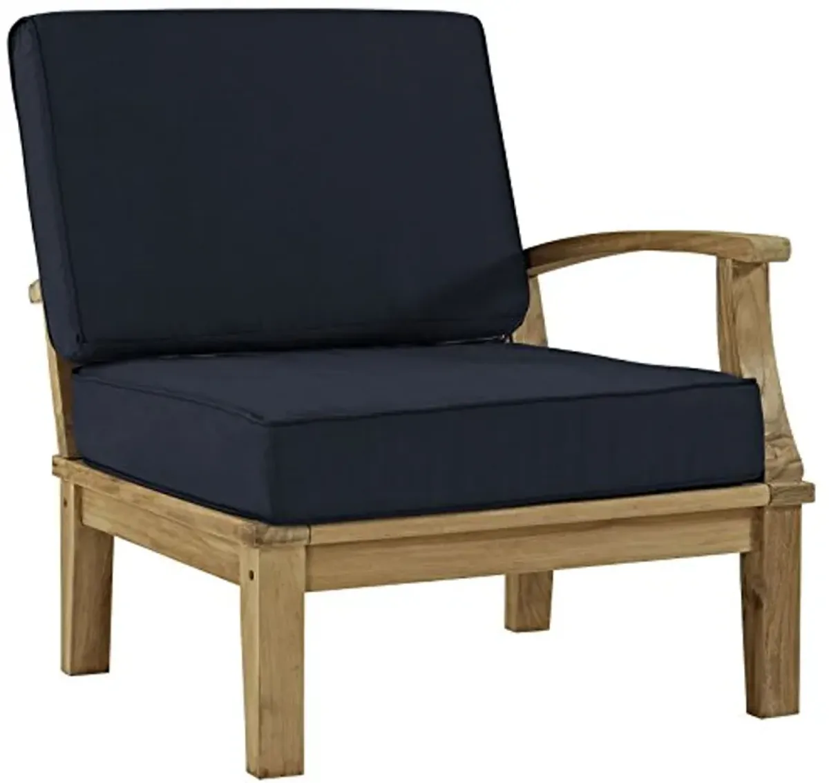 Modway Marina Premium Grade A Teak Wood Outdoor Patio Right-Facing Sofa in Natural Navy