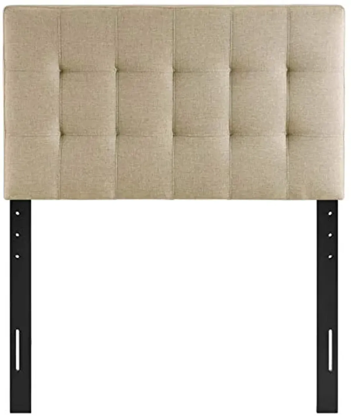 Modway Lily Tufted Linen Fabric Upholstered Twin Headboard in Beige