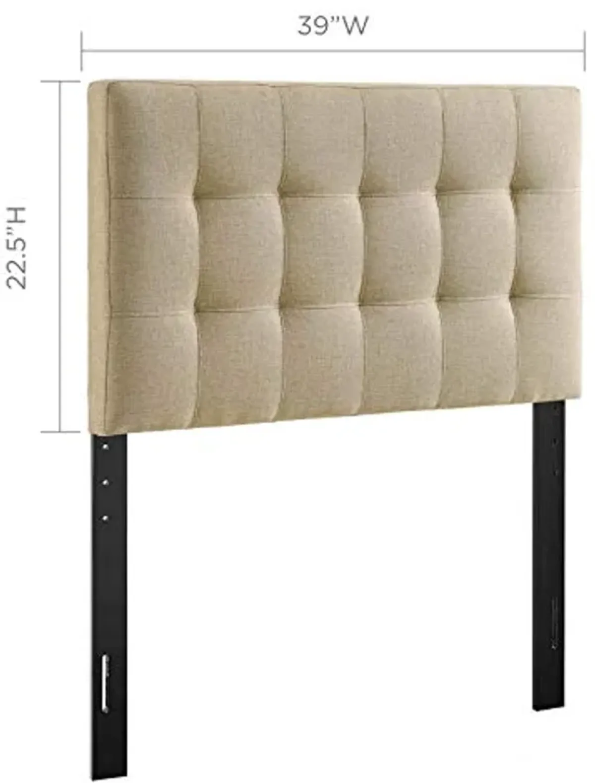 Modway Lily Tufted Linen Fabric Upholstered Twin Headboard in Beige