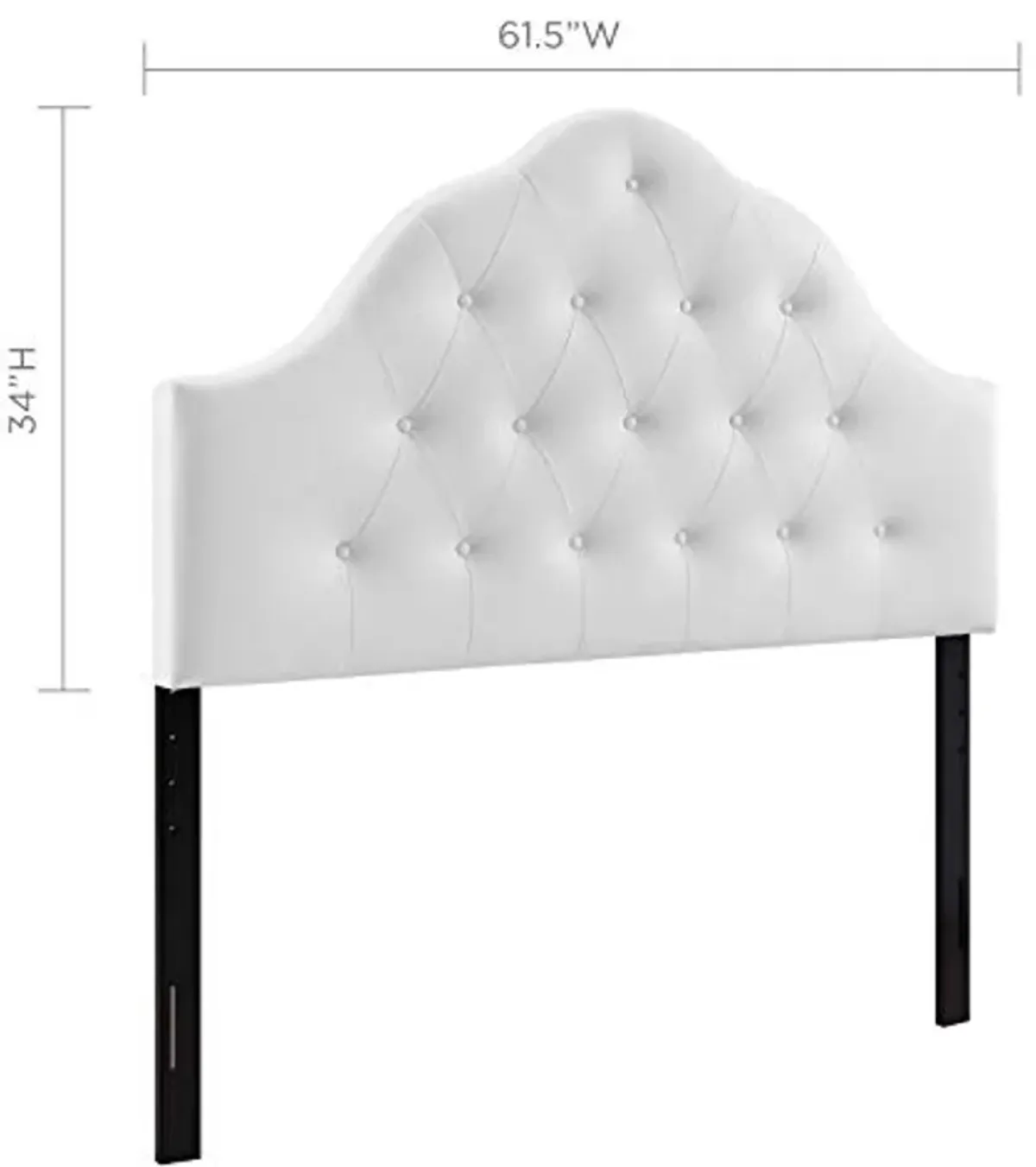 Modway Sovereign Tufted Button Faux Leather Upholstered Queen Headboard in White