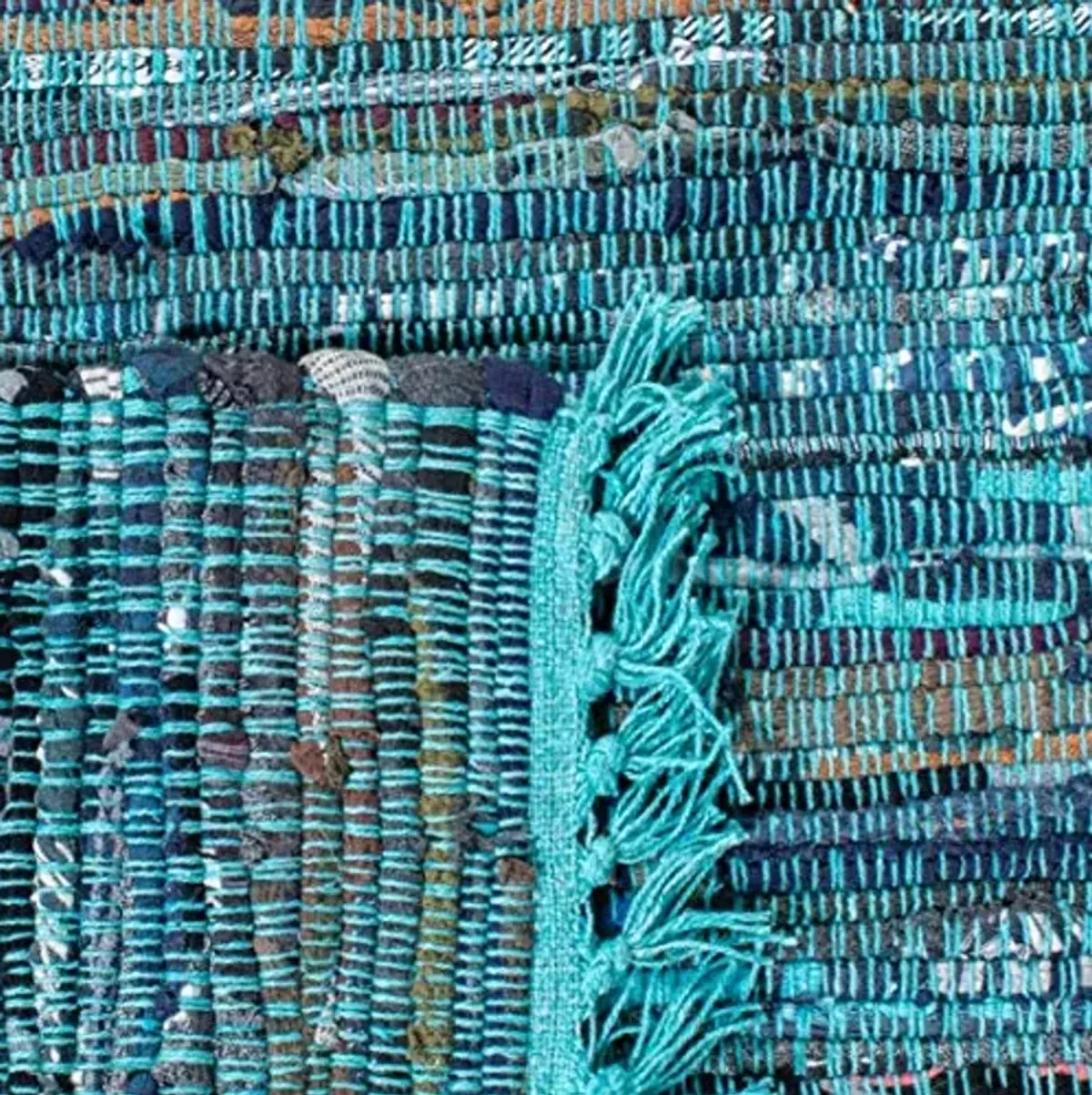 SAFAVIEH Rag Rug Collection Accent Rug - 2' x 3', Blue & Multi, Handmade Boho Stripe Cotton, Ideal for High Traffic Areas in Entryway, Living Room, Bedroom (RAR121B)