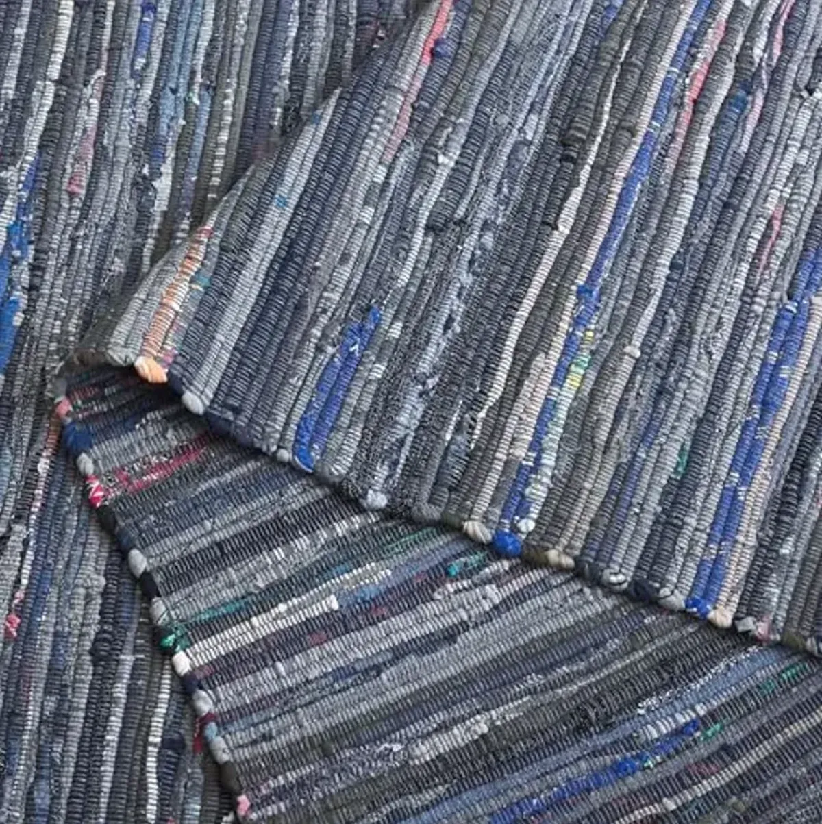 SAFAVIEH Rag Rug Collection Area Rug - 8' x 10', Ink & Multi, Handmade Boho Stripe Cotton, Ideal for High Traffic Areas in Living Room, Bedroom (RAR121C)