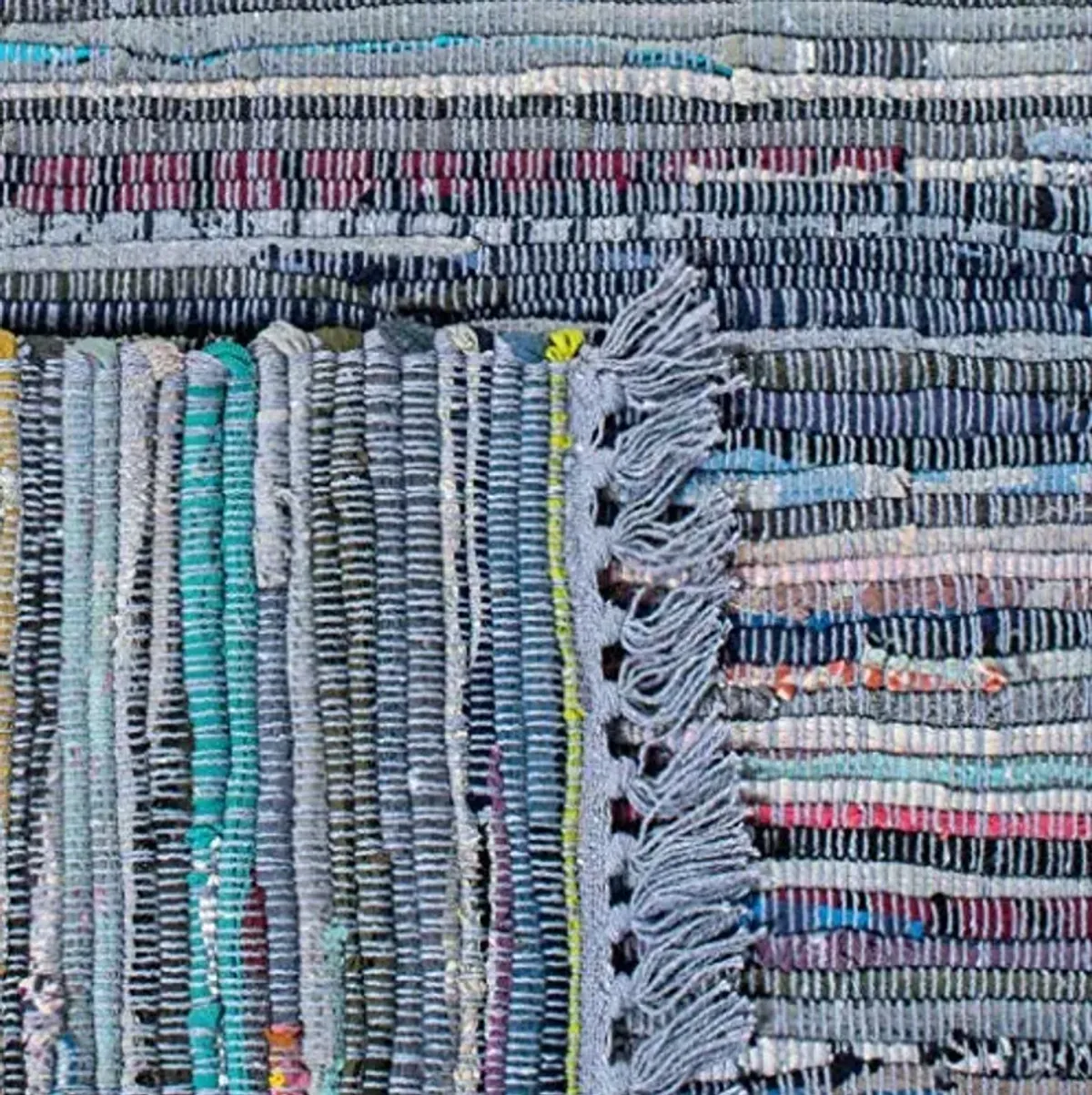 SAFAVIEH Rag Rug Collection Area Rug - 8' x 10', Purple & Multi, Handmade Boho Stripe Cotton, Ideal for High Traffic Areas in Living Room, Bedroom (RAR121D)