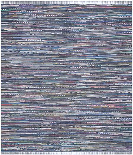 SAFAVIEH Rag Rug Collection 9' x 12' Purple / Multi RAR121D Handmade Boho Stripe Cotton Area Rug