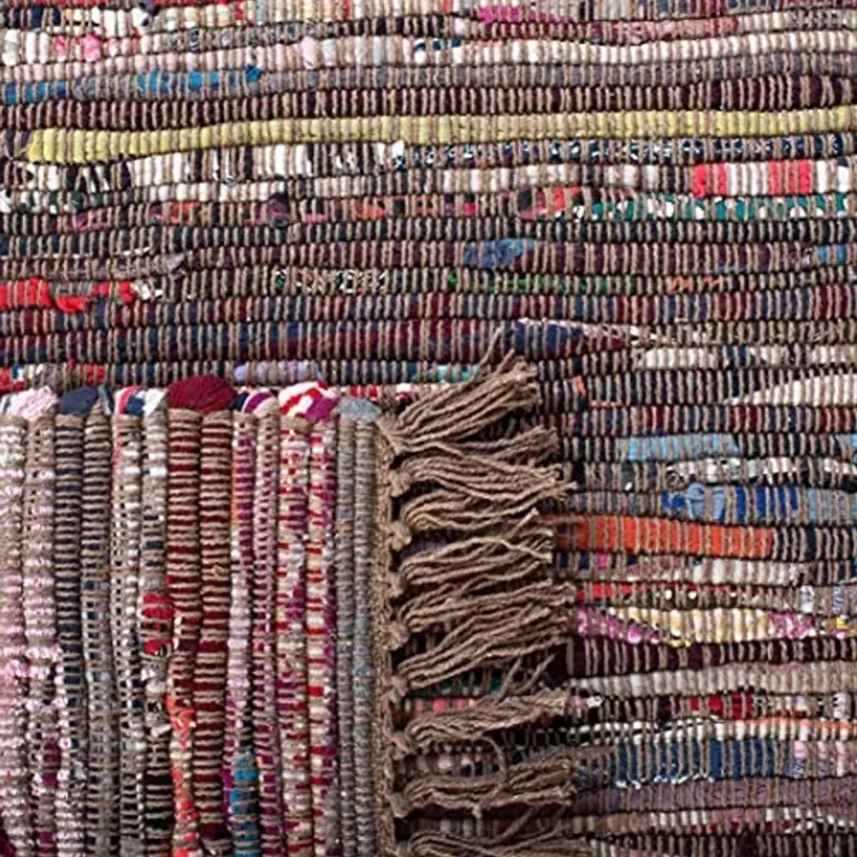 SAFAVIEH Rag Rug Collection Area Rug - 9' x 12', Rust & Multi, Handmade Boho Stripe Cotton, Ideal for High Traffic Areas in Living Room, Bedroom (RAR121E)