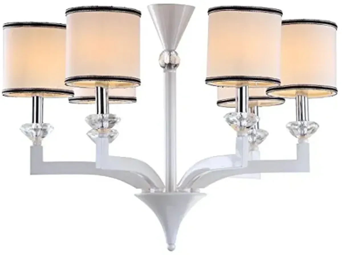 SAFAVIEH Lighting Collection Erin Modern Farmhouse Pearl White 28-inch Diameter 6-light Adjustable Hanging Chandelier Light Fixture (LED Bulbs Included)