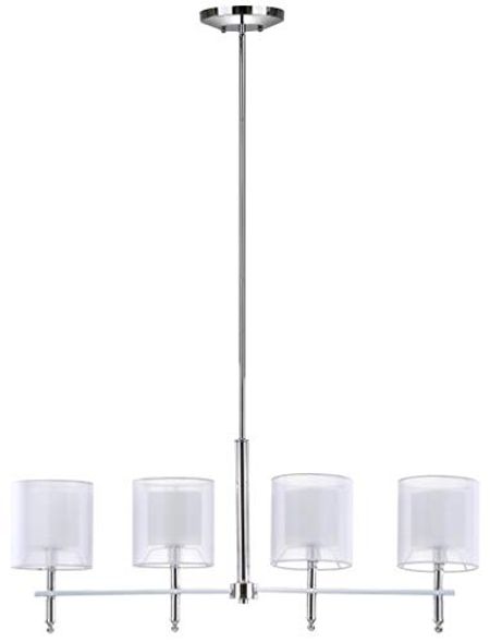 SAFAVIEH Lighting Collection Aura Island Chrome 34-inch Diameter 4-light Adjustable Hanging Chandelier Light Fixture (LED Bulbs Included)