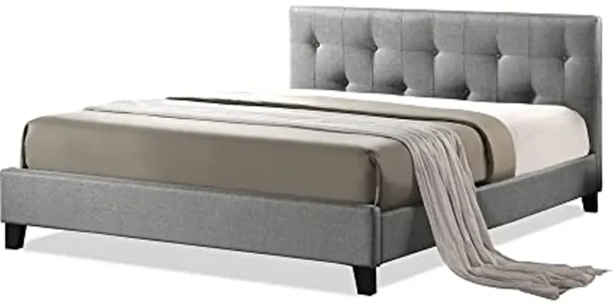 Baxton Studio BBT6140A2-Queen-Grey DE800 Platform, Queen, Grey