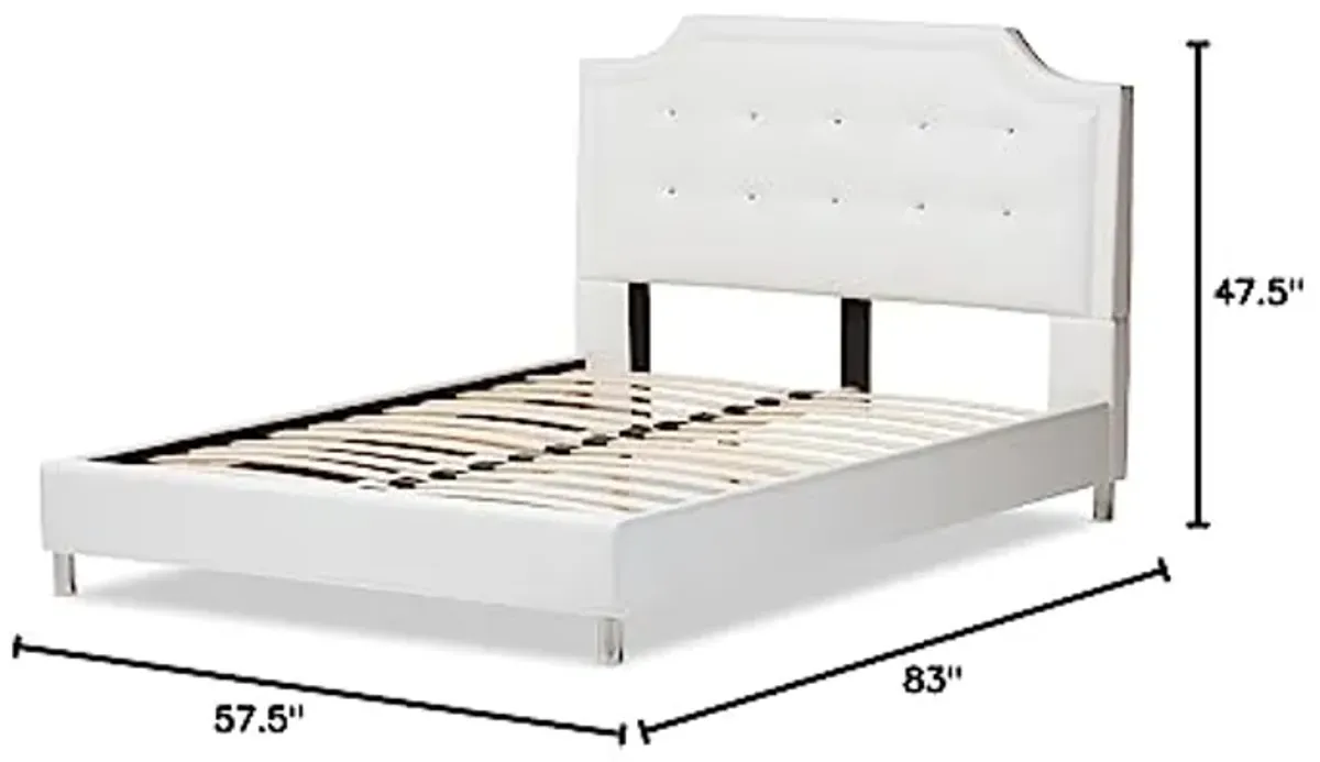 Baxton Studio Carlotta Modern Bed with Upholstered Headboard, Full, White