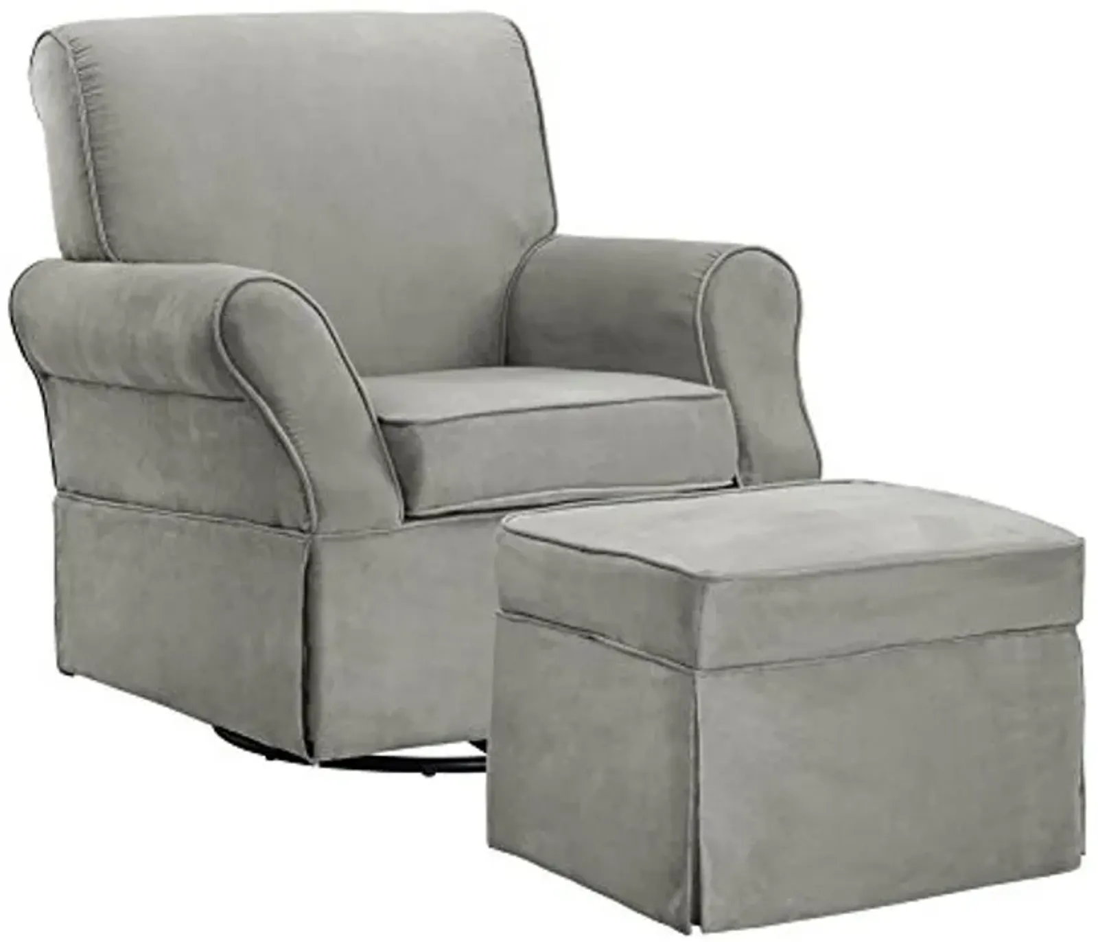 Baby Relax Kelcie Swivel Glider Chair and Ottoman Set, Gray Microfiber, 2 Count