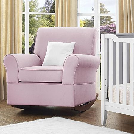 Baby Relax The Mackenzie Microfiber Plush Nursery Rocker Chair, Pink