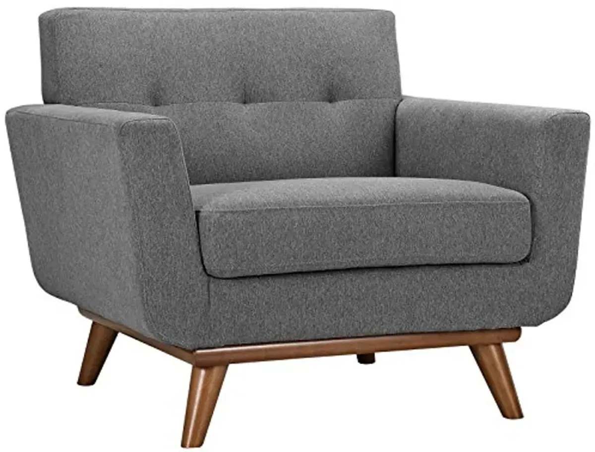 Modway Engage Mid-Century Modern Upholstered Fabric Two Armchair and Loveseat Set in Expectation Gray