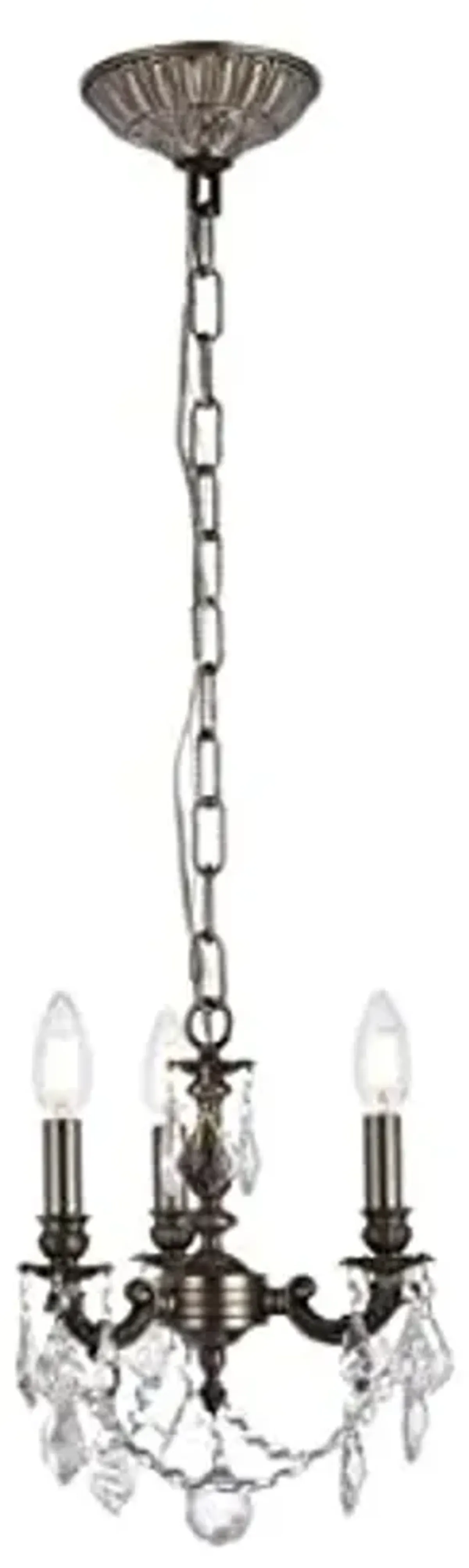 Elegant Lighting 9103D10PW/RC Lillie Collection 3-Light 1 Pewter Chandelier with Clear Royal Cut Crystal