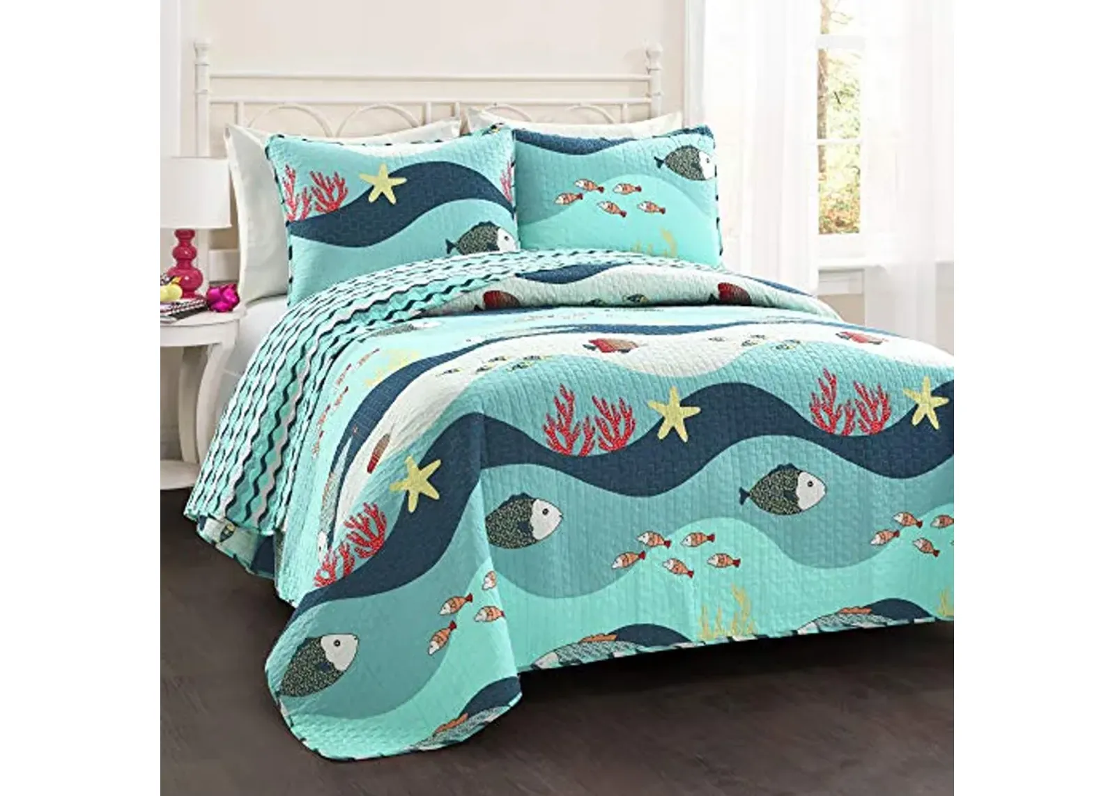 Lush Decor Sealife 2-Piece Quilt Set, Twin, Blue