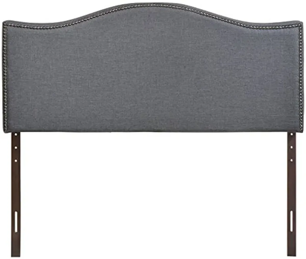 Modway Curl Linen Fabric Upholstered Queen Headboard with Nailhead Trim and Curved Shape in Smoke