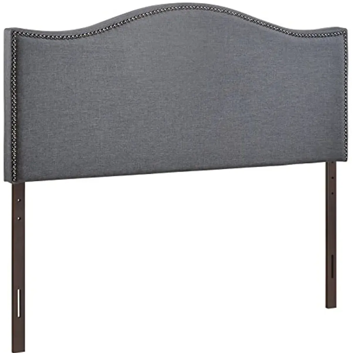 Modway Curl Linen Fabric Upholstered Queen Headboard with Nailhead Trim and Curved Shape in Smoke