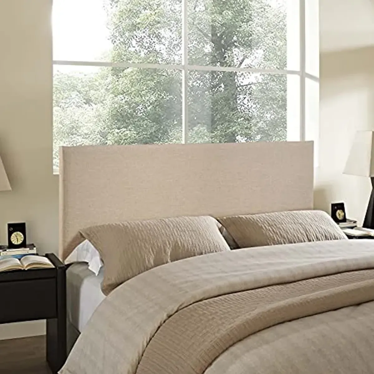 Modway Region Linen Fabric Upholstered Queen Headboard in Café