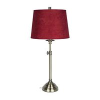 Urbanest Windsor Adjustable Accent Lamp, Antique Brass Finish Lamp Base with Red Suede Lampshade
