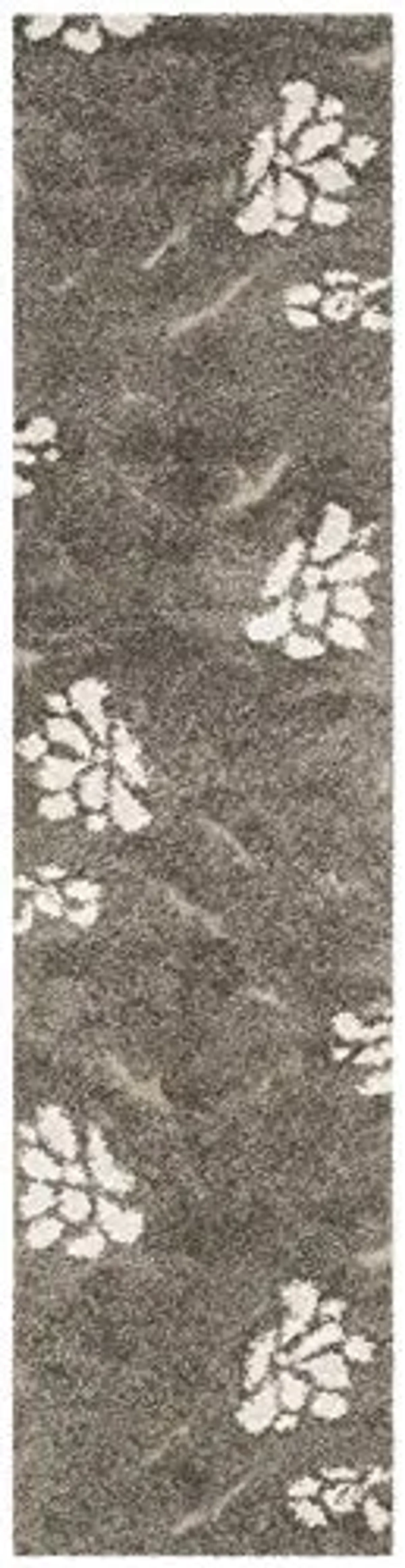 SAFAVIEH Florida Shag Collection Runner Rug - 2'3" x 7', Smoke & Beige, Floral Design, Non-Shedding & Easy Care, 1.2-inch Thick Ideal for High Traffic Areas in Living Room, Bedroom (SG464-7913)