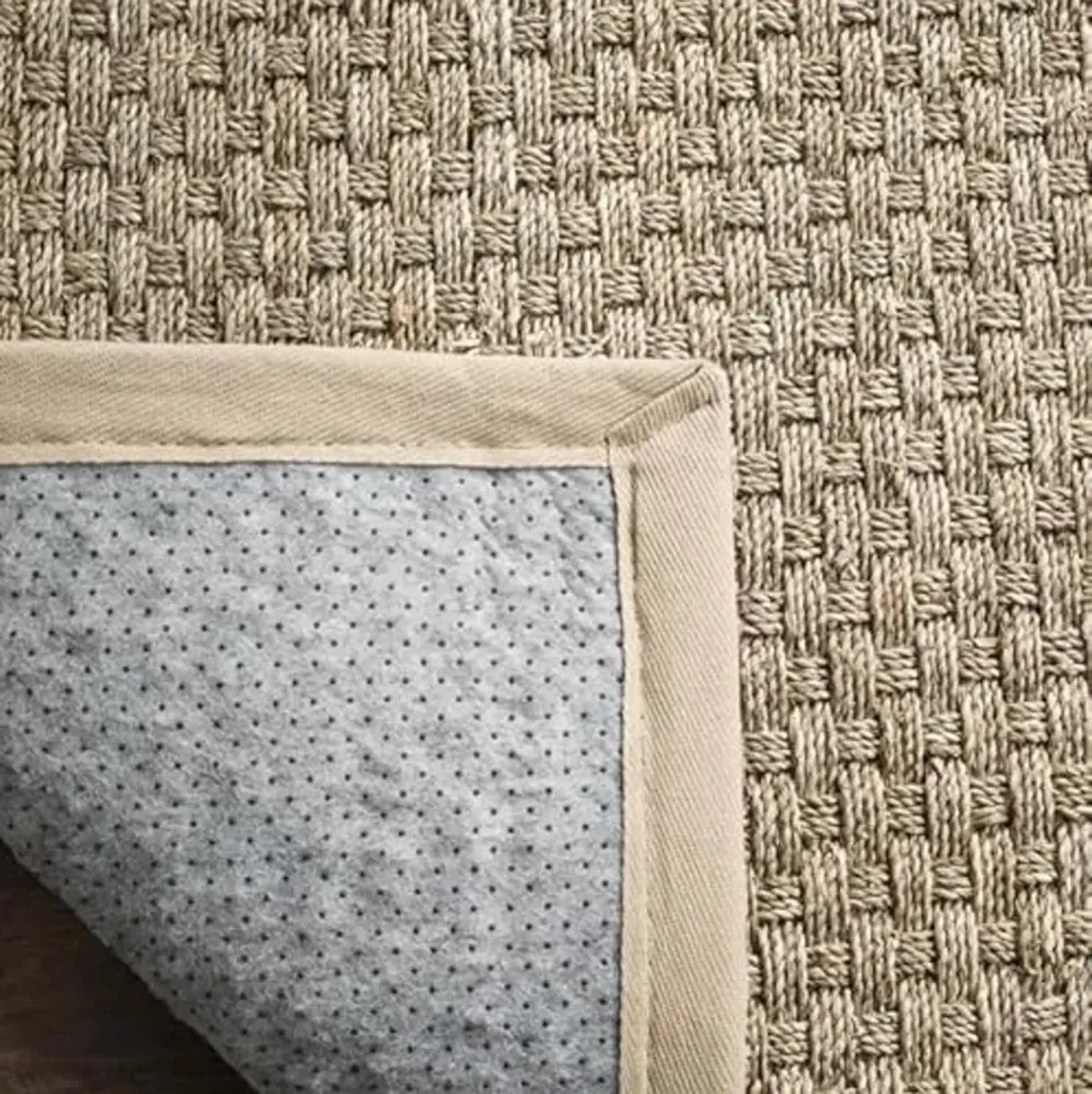SAFAVIEH Area Rug 2x3 - Natural Fiber Collection - Natural & Beige, Seagrass, Basketweave Pattern with Border (NF114A)