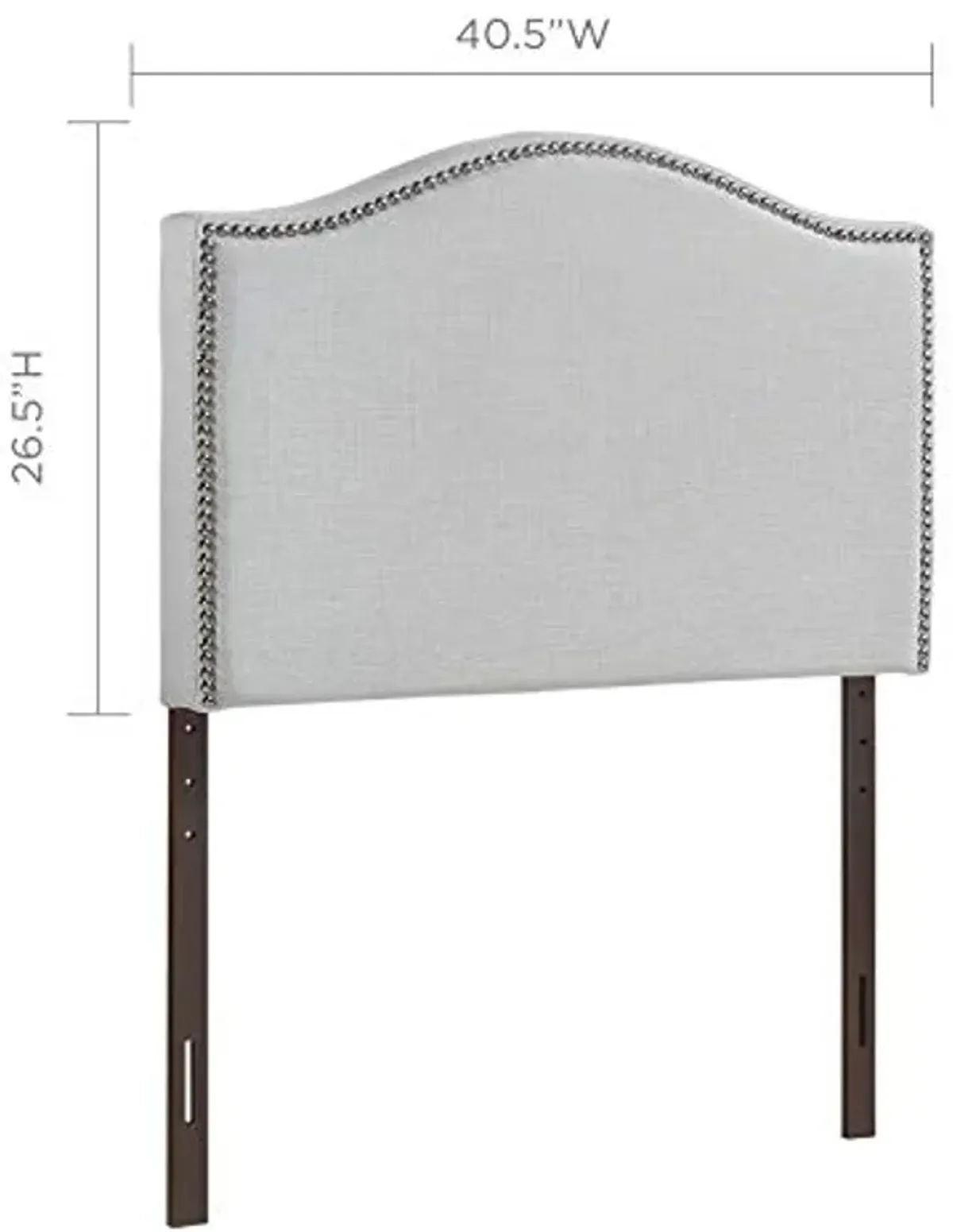 Modway Curl Linen Fabric Upholstered Twin Headboard with Nailhead Trim and Curved Shape, Sky Gray