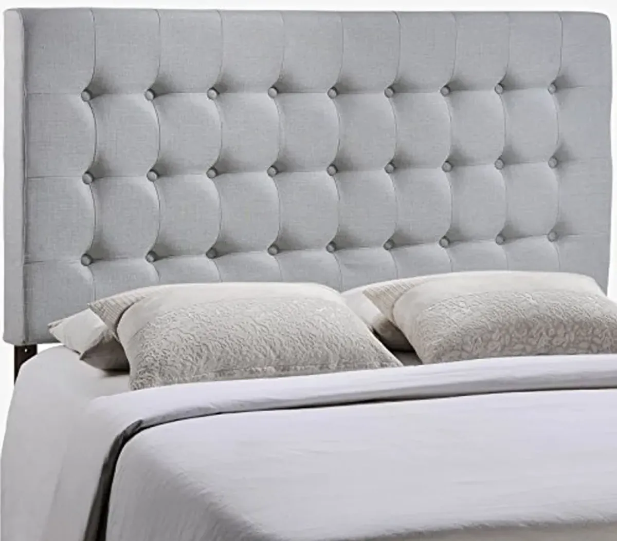 Modway Tinble Tufted Button Linen Fabric Upholstered Queen Headboard in Gray