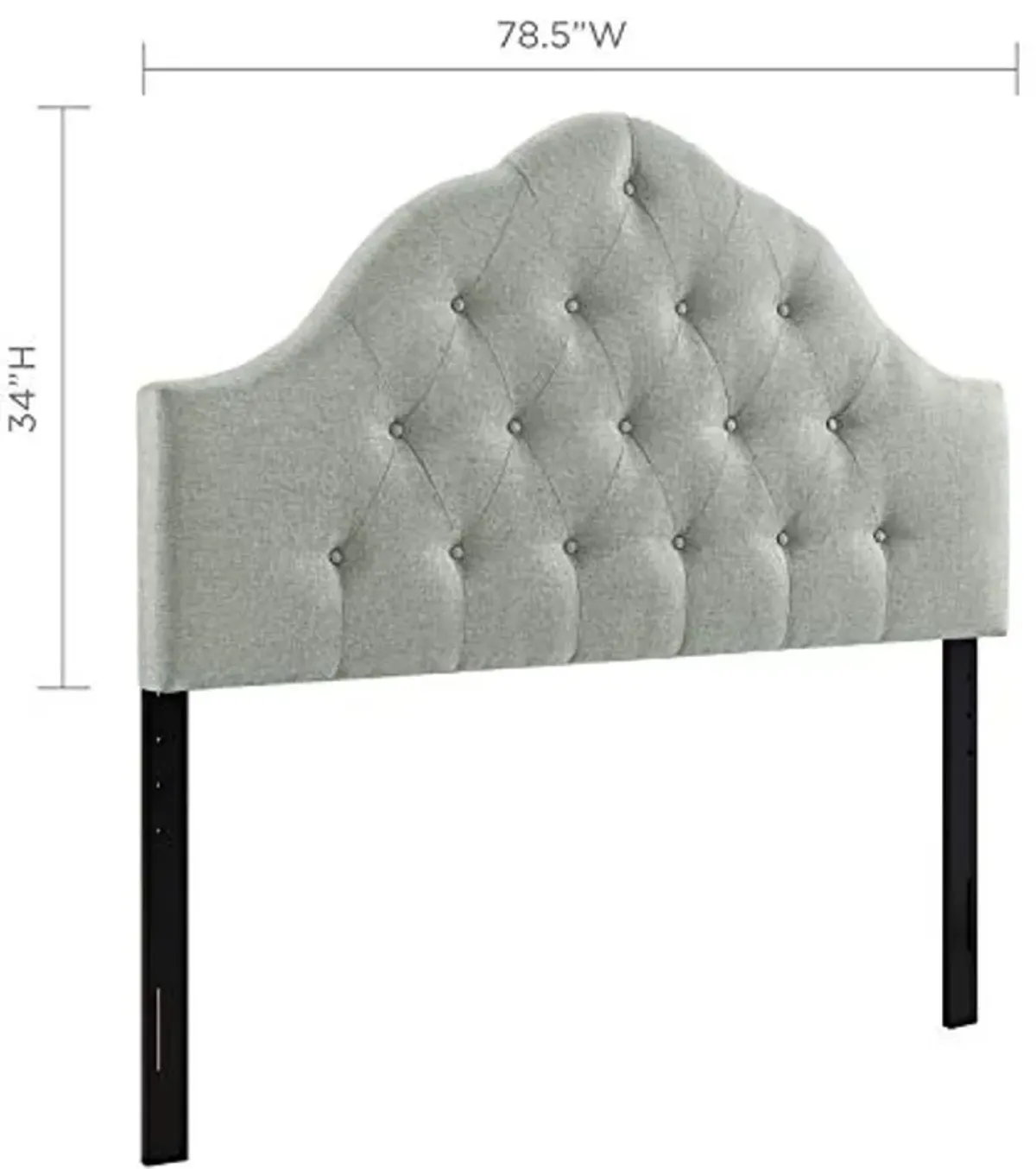 Modway Sovereign Tufted Button Linen Fabric Upholstered King Headboard in Gray