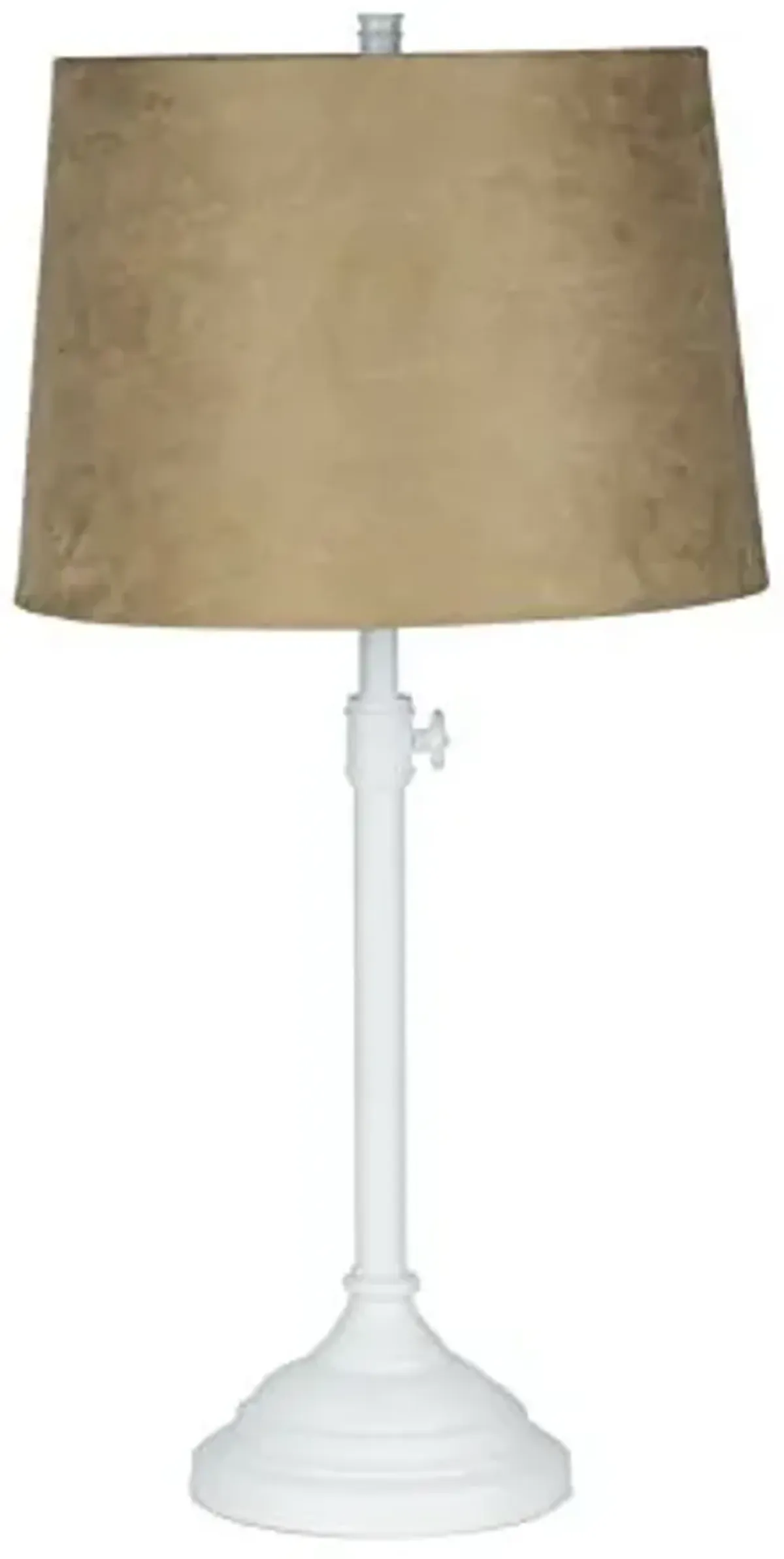 Urbanest Windsor Adjustable Table Lamp, Matte White Finish Lamp Base with Tan Suede Lampshade
