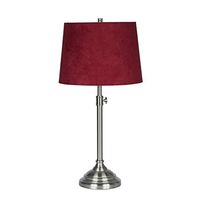Urbanest Windsor Adjustable Table Lamp, Brushed Nickel Finish Lamp Base with Red Suede Lampshade