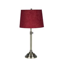 Urbanest Windsor Adjustable Table Lamp, Antique Brass Finish Lamp Base with Red Suede Lampshade