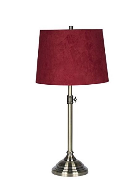 Urbanest Windsor Adjustable Table Lamp, Antique Brass Finish Lamp Base with Red Suede Lampshade