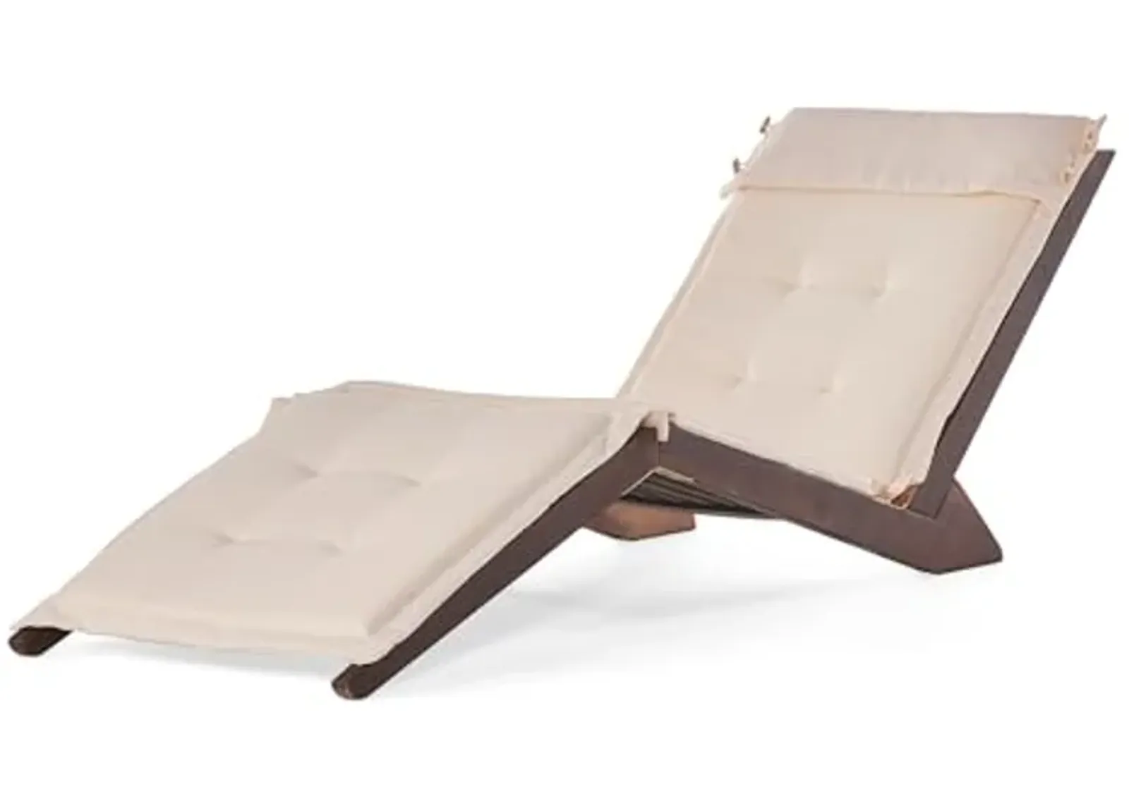 Christopher Knight Home Sonora Wood Folding Lounger, Mahogany W/ Cream Cushion