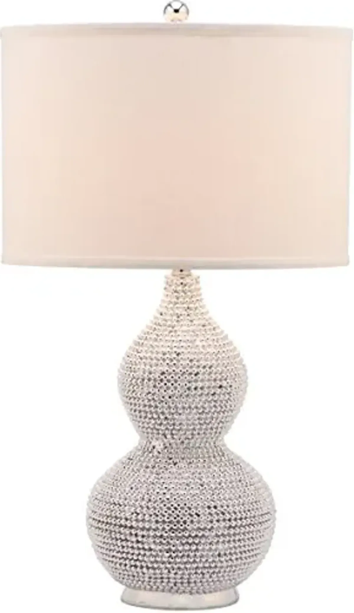 Safavieh Lighting Collection Nicole Bead Base Silver and White Table Lamp, Set of 2
