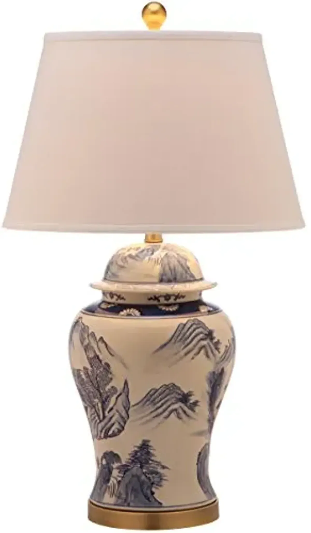 SAFAVIEH Lighting Collection Shanghai Chinoiserie Blue/ White Ginger Jar 29-inch Bedroom Living Room Home Office Desk Nightstand Table Lamp Set of 2 (LED Bulbs Included)
