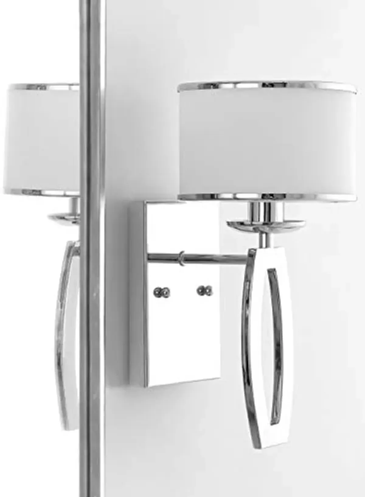 SAFAVIEH Lighting Collection Lenora Modern Chrome Bedroom Bathroom Vanity Hallway Foyer Living Room Wall Sconce Set of 2 (LED Bulb Included)