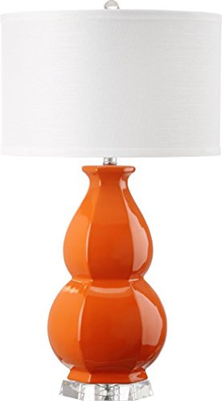 SAFAVIEH Lighting Collection Juniper Modern Orange Ceramic 28-inch Bedroom Living Room Home Office Desk Nightstand Table Lamp (LED Bulb Included)