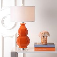 SAFAVIEH Lighting Collection Juniper Modern Orange Ceramic 28-inch Bedroom Living Room Home Office Desk Nightstand Table Lamp (LED Bulb Included)