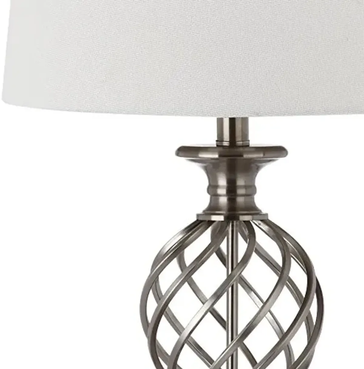 SAFAVIEH Lighting Collection Lattice Urn Farmhouse Nickel 27-inch Bedroom Living Room Home Office Desk Nightstand Table Lamp Set of 2 (LED Bulbs Included)