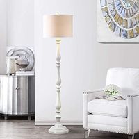 SAFAVIEH Lighting Collection Bessie Farmhouse Candlestick, Metal, White 62-inch Living Room Bedroom Home Office Standing Floor Lamp (LED Bulb Included)