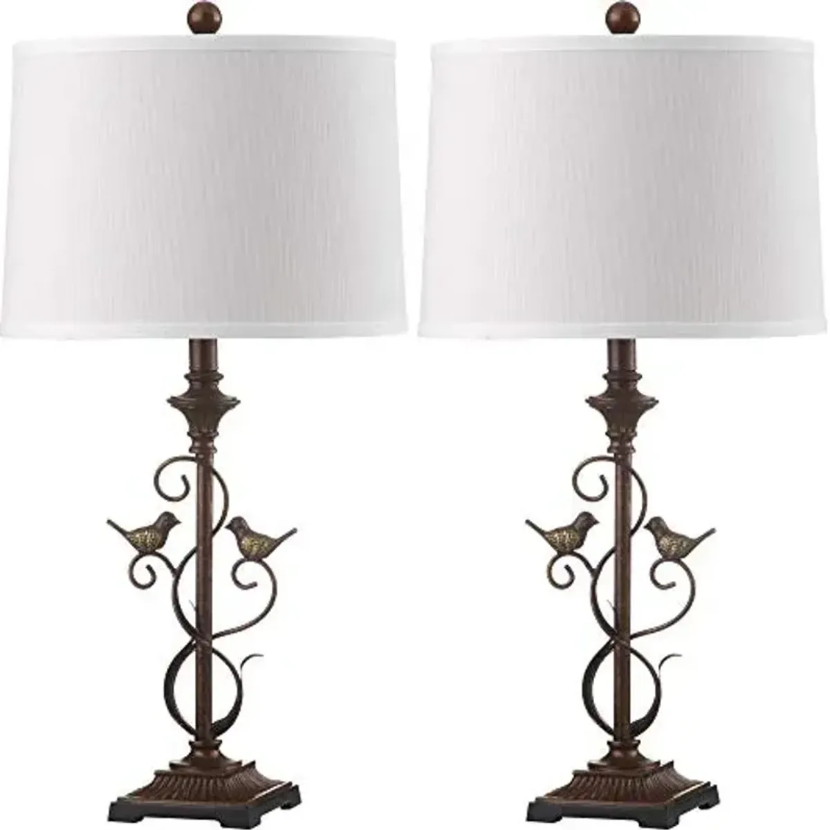 SAFAVIEH Lighting Collection Birdsong Rustic Farmhouse Oil-Rubbed Bronze 28-inch Bedroom Living Room Home Office Desk Nightstand Table Lamp Set of 2 (LED Bulbs Included)