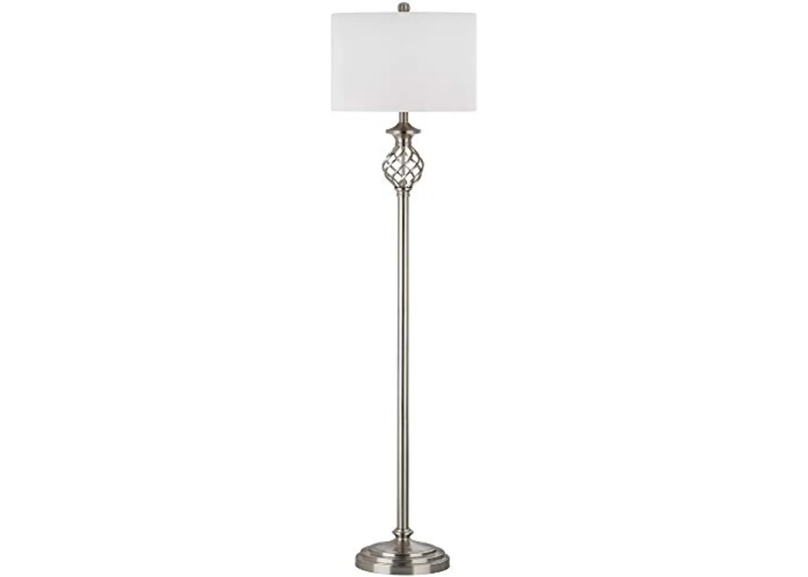 SAFAVIEH Lighting Collection Sophia Farmhouse Nickel 60-inch Living Room Bedroom Home Office Standing Floor Lamp (LED Bulb Included)