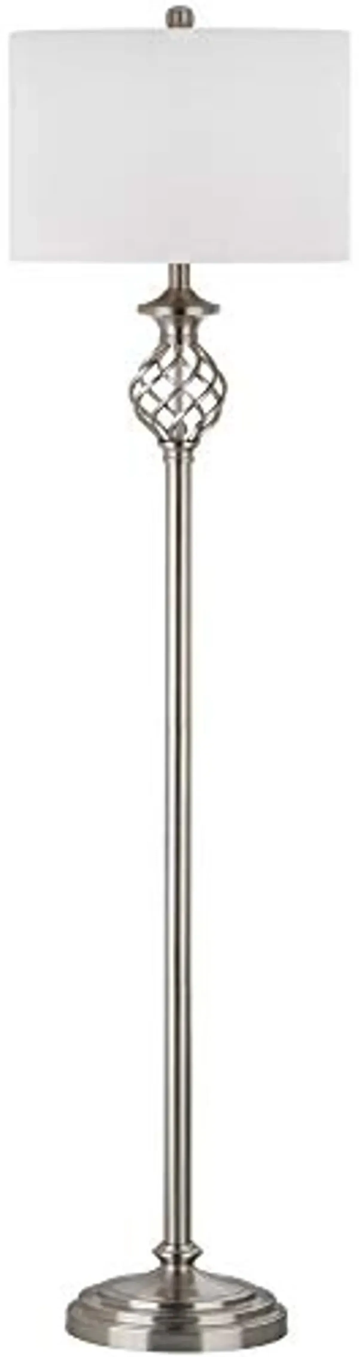 SAFAVIEH Lighting Collection Sophia Farmhouse Nickel 60-inch Living Room Bedroom Home Office Standing Floor Lamp (LED Bulb Included)