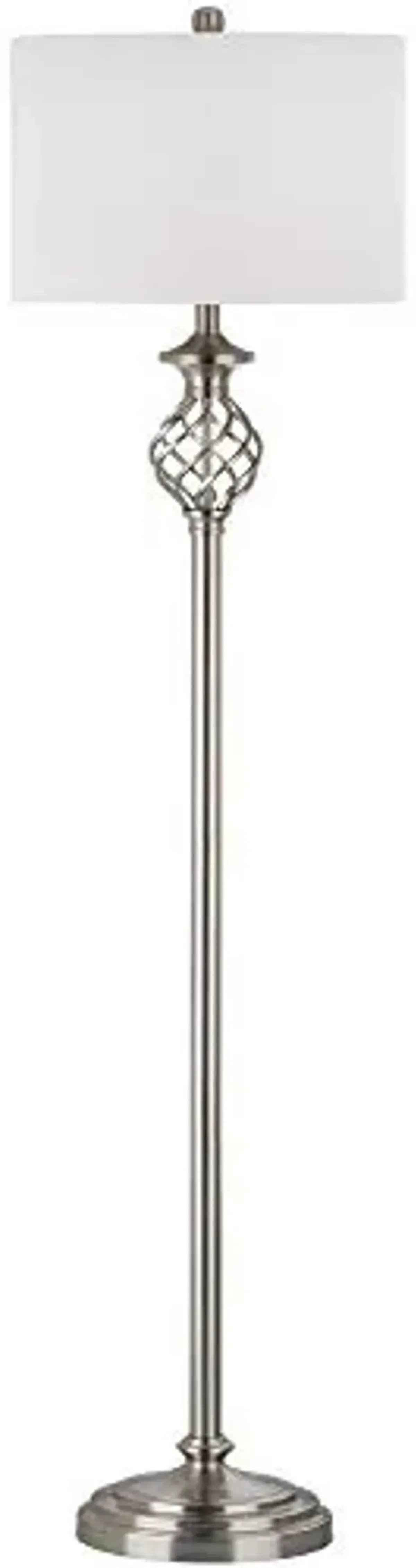 SAFAVIEH Lighting Collection Sophia Farmhouse Nickel 60-inch Living Room Bedroom Home Office Standing Floor Lamp (LED Bulb Included)